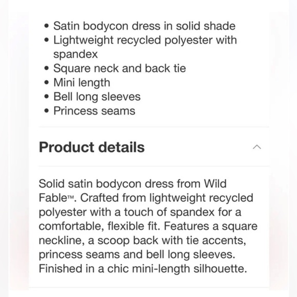 NWT Wild Fable Satin Dress in Silver - Picture 4 of 11